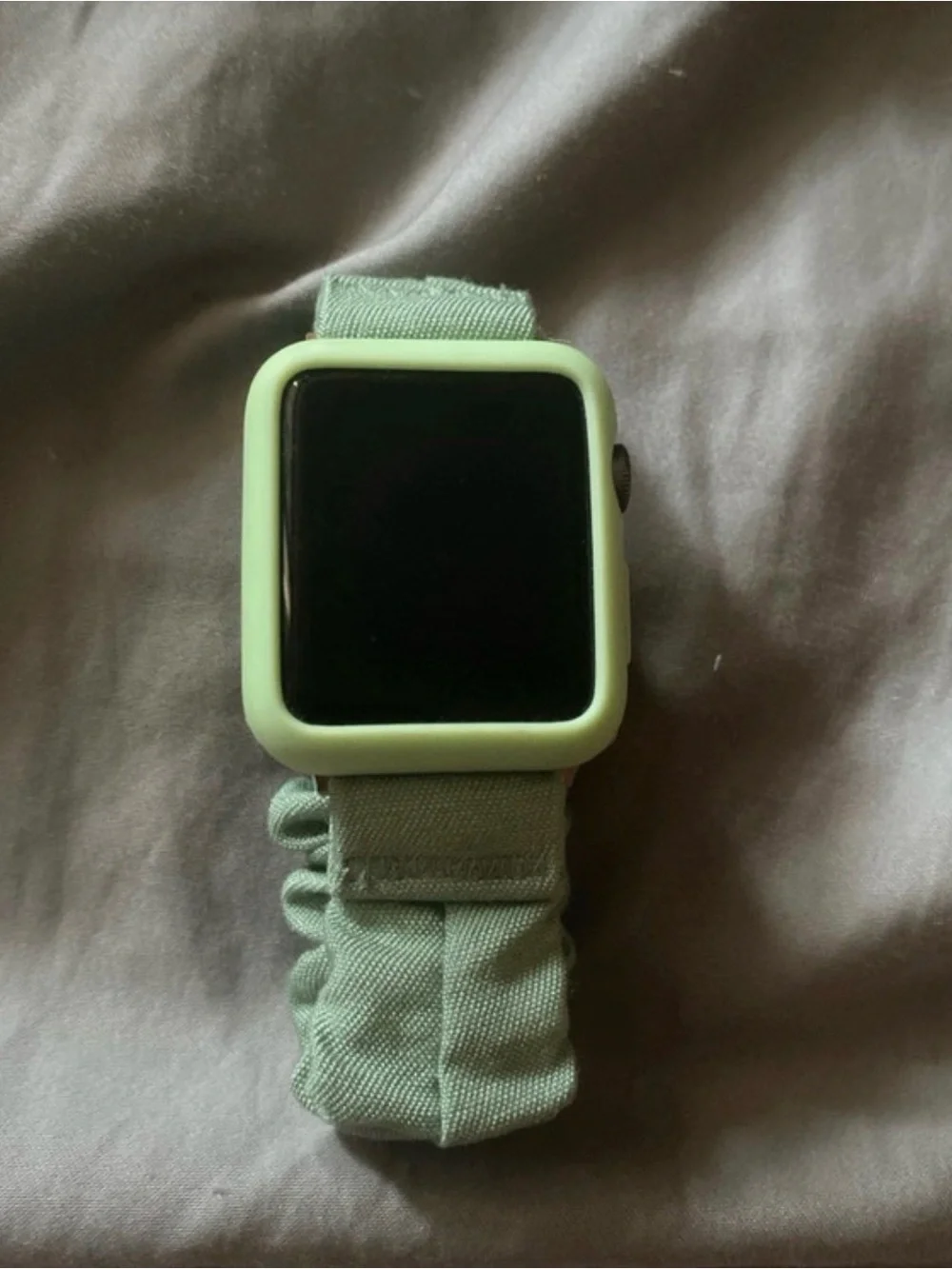 Apple Watch in Light Sage with Fabric Scrunchie Band